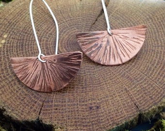 Half Moon Copper Earrings/ Copper Gingko Earrings