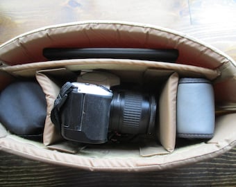 Camera Bag Insert in TAN - Adjustable Dividers - Ready to SHIP