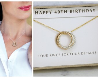40th birthday gift for her, dainty mixed metal necklace, gift for 40th - Lilia