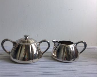 Meriden Cream & Sugar, Silverplate. Vintage, Mission, Arts and Crafts Style. #2402.