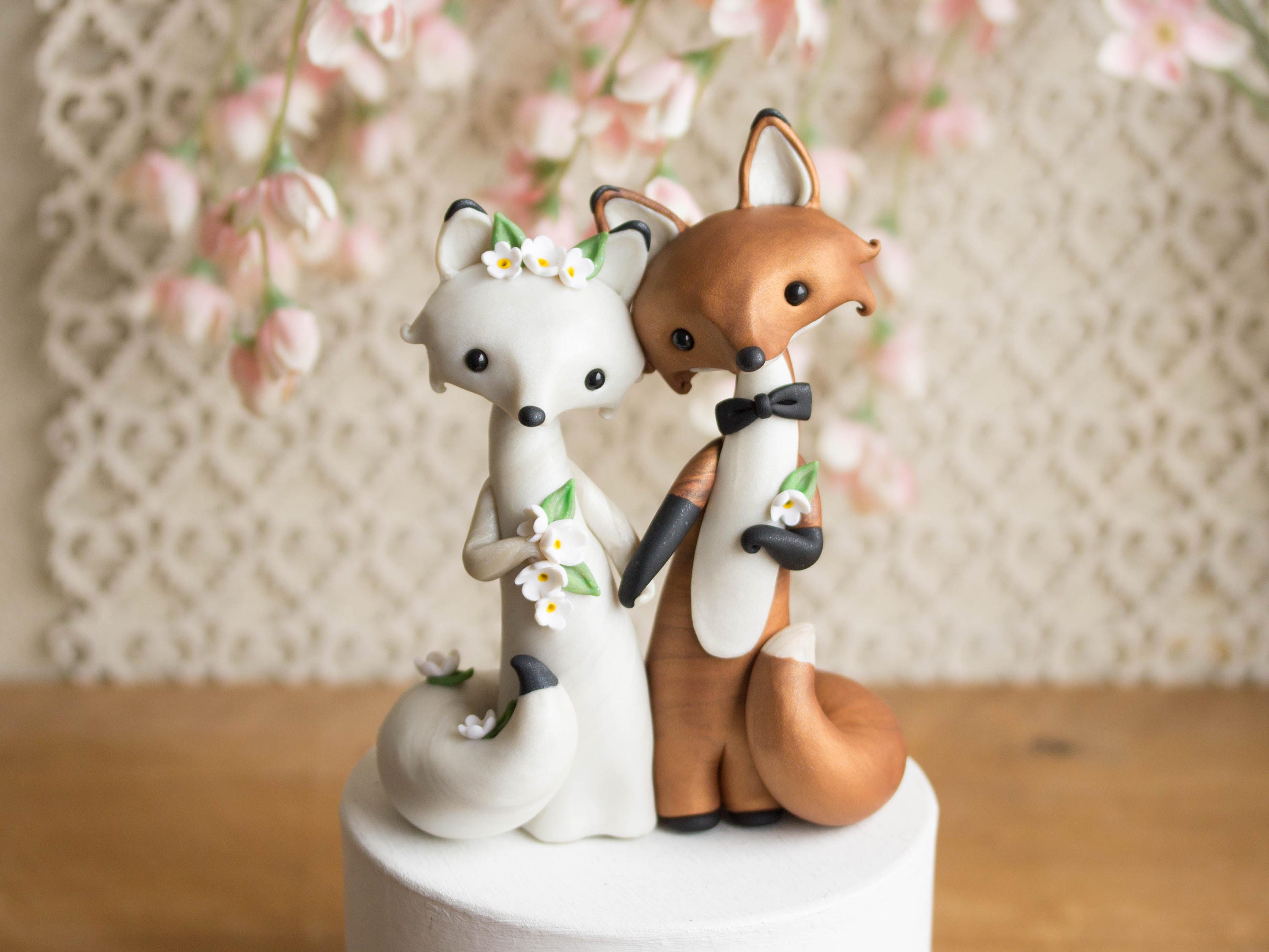 Fox Wedding Cake Topper Red Fox and Arctic Fox by Bonjour