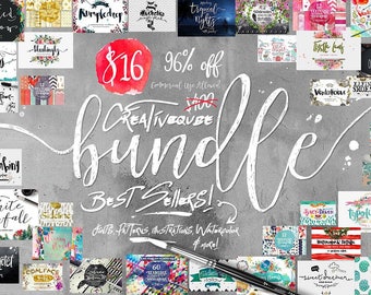 96% Off Sale, Bundle of Fonts and Graphics, modern calligraphy fonts, wedding fonts, Brush fonts, script fonts, Watercolor, Digital Paper