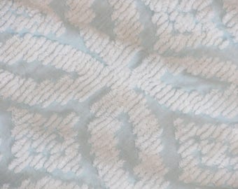 Vintage Aqua Chenille Fringed Bedspread
