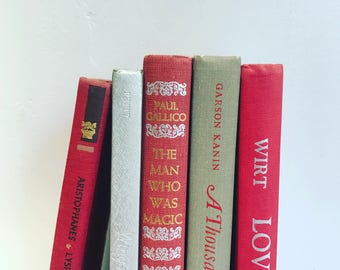 Vintage Red, Gray & Silver Books Instant Library Collection Decorative Books Photography Props