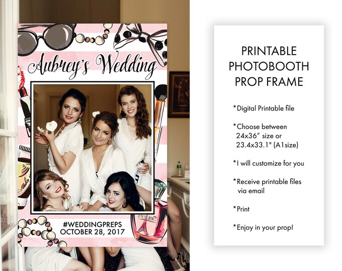 Wedding Preparation Bride and Bridesmaids Photo Prop Frame, Wedding Printable Decor Prop Photo Souvenir, Social Media Props
