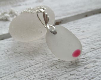 Pink End Of Day Sea Glass Sterling Silver Necklace