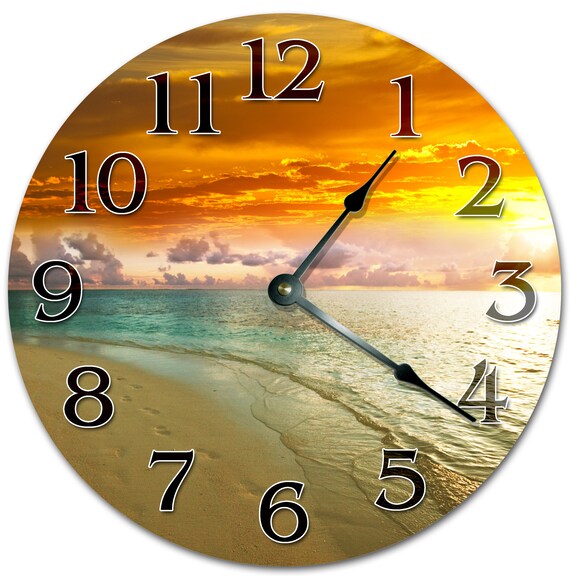 10.5 Beautiful SUNSET on Shore Clock Living Room Clock