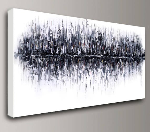 abstract painting Acrylic painting black white wall art home
