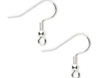 Earwire Sterling Silver Fishhook with Ball and Coil with Open Loop 5 Pairs