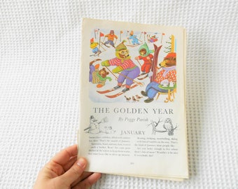 Illustrated Bears Year Peggy Parish Vintage Ephemera Cartoon