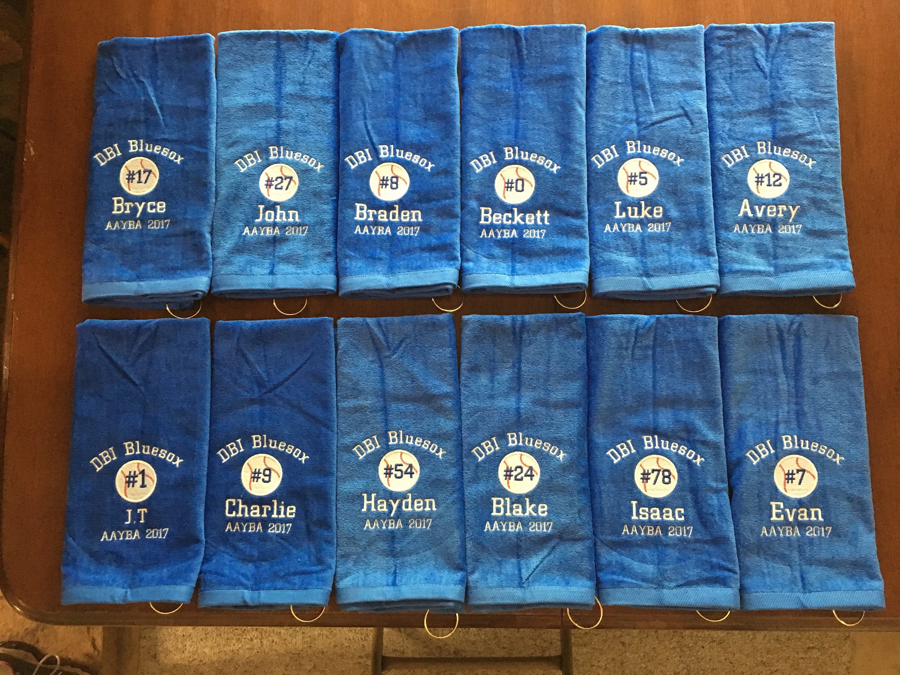Personalized softball or baseball towel personalized towels