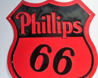 SALE 20% OFF Vintage Phillips 66 Tin Metal Sign...Americana, Garage Art, Rustic Decor