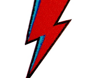 David Bowie Lightning Bolt Iron On Patch Embroidery Sewing DIY Customise Denim Cotton Glam Aladdin Sane Ziggy Stardust '80s Punk Rock