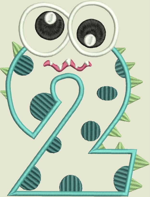 Silly monster number 2 machine applique emroidery design  silly Silly monster number 2 machine applique emroidery design  silly
