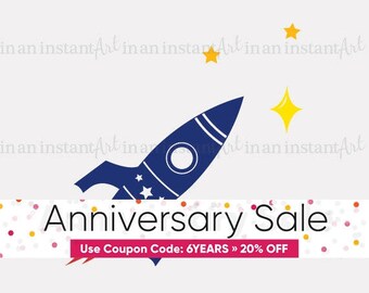 Rocket Vinyl Wall Decal for Outer Space Nursery or Kids, Childrens Room 542