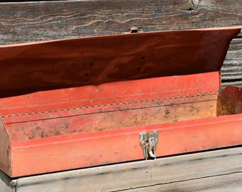 Old Rusty Red Metal Toolbox