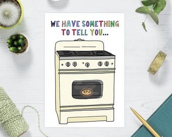 Bun in the Oven Card, Funny Pregnancy Baby Card - Pregnancy Announcement Cards - Funny Pregnancy Card