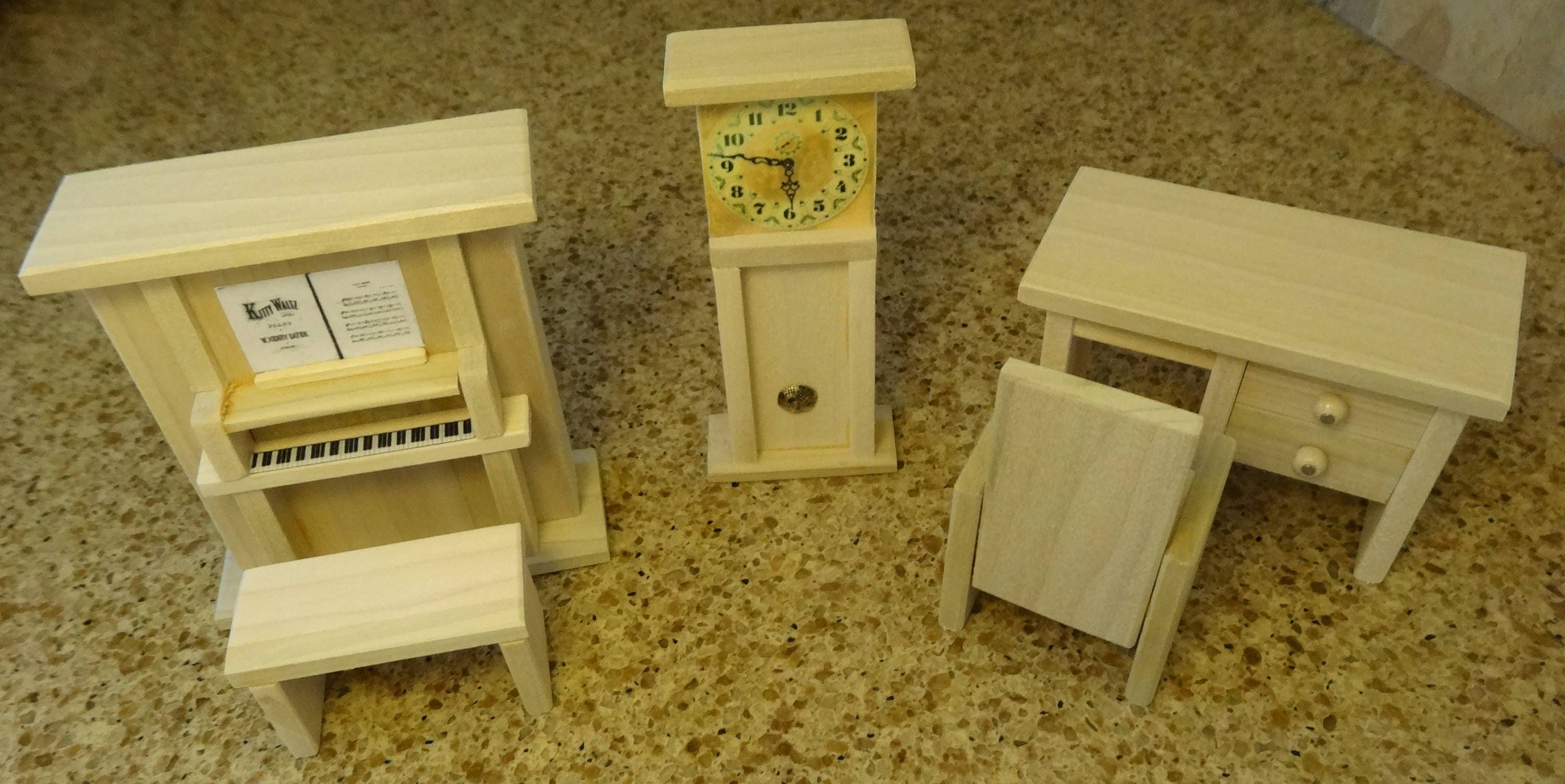Den etc. Wooden Dollhouse Furniture Hand Crafted