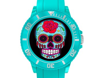 Montre noire, tête de mort "LiliRock"