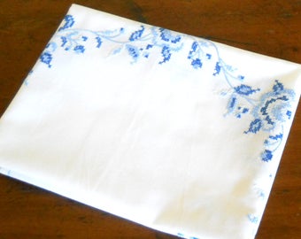 embroidered vintage tablecloth cross stitch tablecloth blue vintage tablecloth blue embroidered tablecloth shabby chic