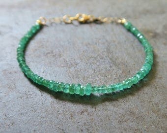 Emerald Bracelet | Emerald Bead Bracelet | Emerald Jewelry | Emerald Jewellery | Green Gemstone | May Birthstone Bracelet | Taurus Jewelry
