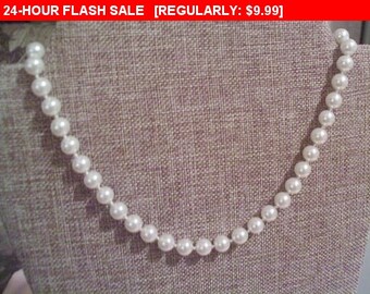 White beads, vintage bead necklace, retro, hippie, boho