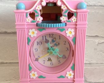 1991 Polly Pocket Pink Funtime Clock by Bluebird- Collectible Rare 1990's Toy