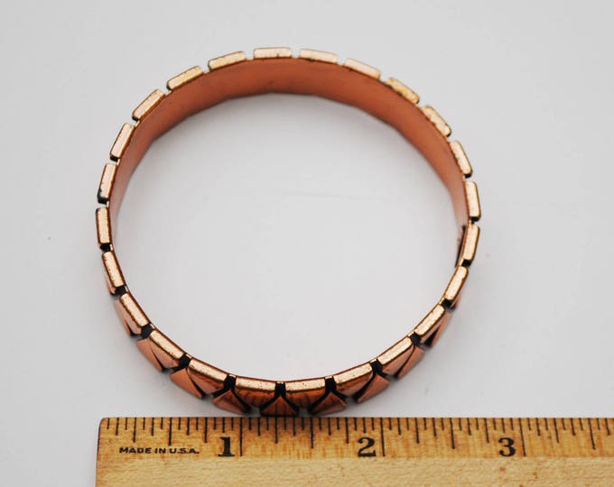 Renoir Copper Bangle -Abstract Triangle - Modernistic - Mid century Mod - Signed Bracelet