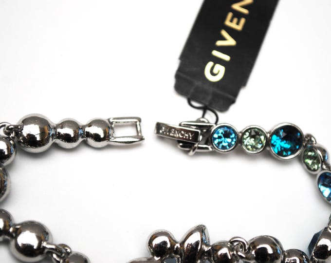 Givenchy Blue Green RhinestoneBracelet - Flower - Tennis bracelet - light blue green crystal