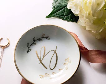 Initial Ring Dish, Jewelry Dish, Trinket Dish, Wedding Ring Dish