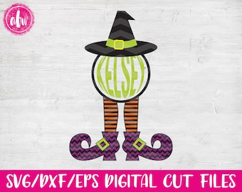 Monogram Witch Legs, SVG, DXF, EPS, Halloween, Fall, Autumn, Chevron, Pattern, Vector, Holiday, Silhouette, Cricut