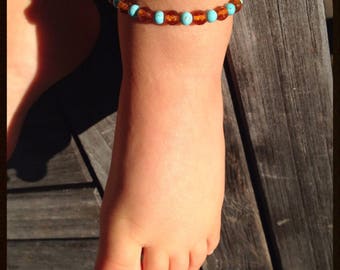 Amber teething anklet, amber teething necklace , amber teething jewelry, newborn gift, baby jewelry, baby bracelet, birthstone jewelry