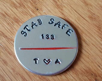 be safe stay safe challenge coin police officer law enforcement graduation gift Thin Blue Line gift for LEO firefighter coin red or blue