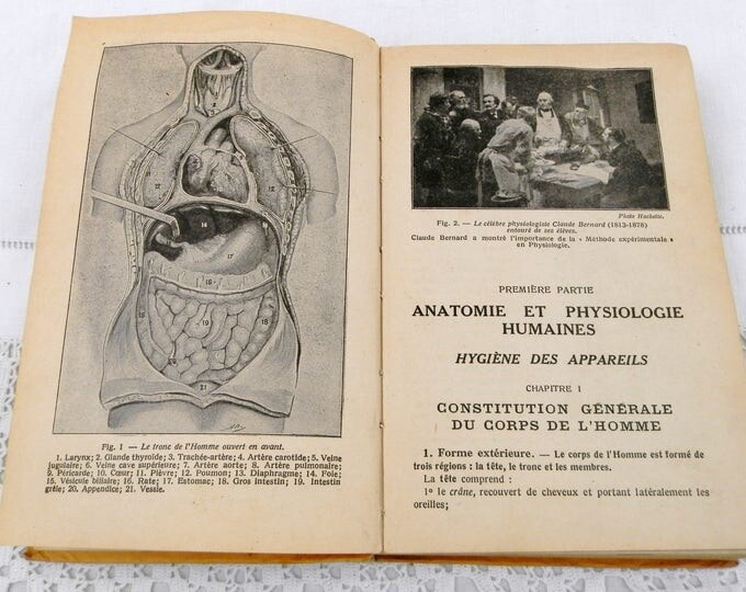 Vintage French School Biology / Natural Science Text Book with lots of Illustrations and Photographs Published by Hachette in 1940, France