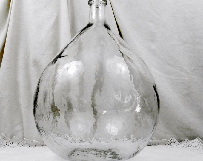 Large Vintage French Clear Glass Demijohn / Carboy 15 L / 4 Gallons, French Country Farmhouse Decor, Huge Round Bottle from France Large Vintage French Clear Glass Demijohn / Carboy 15 L / 4 Gallons, French Country Farmhouse Decor, Huge Round Bottle from France