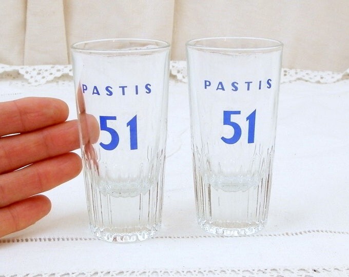 2 Vintage French Small Pastis 51 Mominettes Glasses, Pair French Aperitif Glasses, Pernod Ricard Cote D'Azur South of France, Barware 2 Vintage French Small Pastis 51 Mominettes Glasses, Pair French Aperitif Glasses, Pernod Ricard Cote D'Azur South of France, Barware