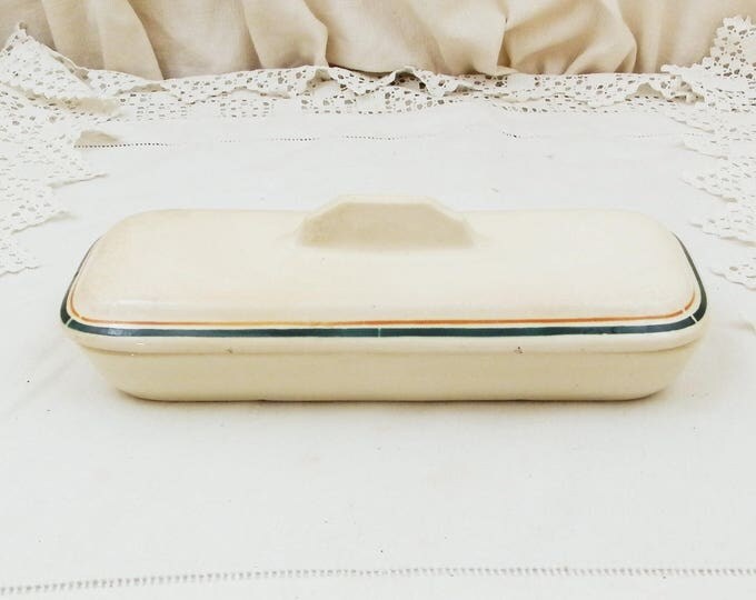 Antique French Soap Dish from France by Badonviller, Retro Bathroom Ware Toothbrush Lidded Dish, Trinket Box, Vintage Brocante Fleamarket Antique French Soap Dish from France by Badonviller, Retro Bathroom Ware Toothbrush Lidded Dish, Trinket Box, Vintage Brocante Fleamarket