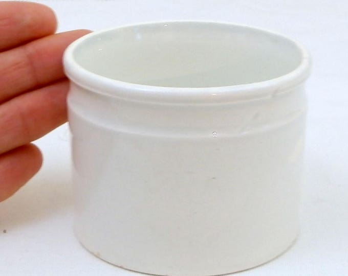 Small Antique French White Glazed Confit Pot by Creil et Montereau Faience, Earthenware Pate Rillette Bowl, Ceramic Shabby Chic French Decor