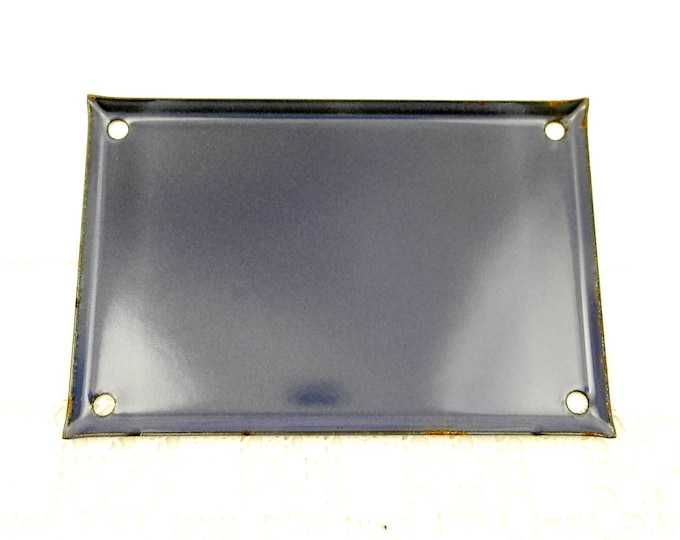 Blue and White Enamel Metal Number Plaque 49, Vintage French House Street Enameled Sign