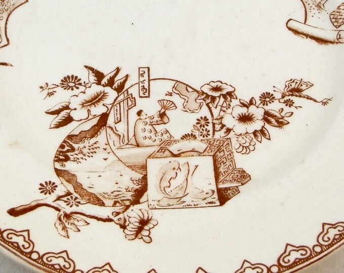 Antique French Ironware / Terre de Fer Cake Stand by Clairefontaine 1880 Japanned Pattern, Footed Serving Plate, Fruit Bowl, Tazza, Comport