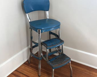 Cosco Shabby Chic Kitchen Stool,Blue, Kitchen Chair, Step Stool