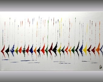 Acrylic painting abstract painting Sailboat Painting wall art canvas art colorful painting 72 x 40 large wall art Ettis Gallery
