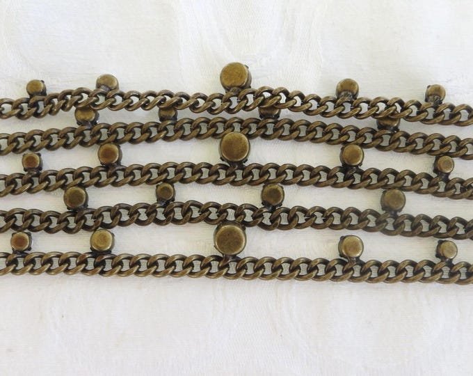Vintage Chicos Bracelet, Wide Toggle Bracelet, 5 Mesh Chains, Lucite and Rhinestone, Vintage Boho Jewelry