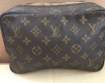 Authentic Vintage Louis Vuitton Monogram Canvas Leather Trousse Toilette 28 Pouch