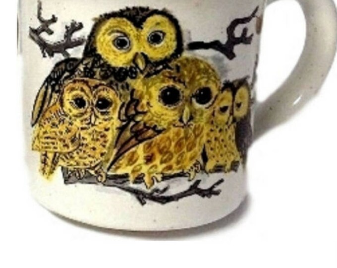 2 - Owl Mug, Bird Lovers Gift, Country Kitchen, Christmas Gift, Gift for Bird Enthusiast, Stoneware Coffee Mug, Vintage Owl Mug, Owls