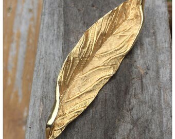 Vintage BSK Large Gold Tone Leaf, 4 inch Gold Tone leaf, BSK Brooch