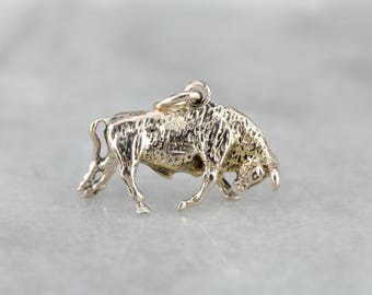 Charging Bull Gold Charm Pendant, Bullfighter Matador Charm DX3AAD-P