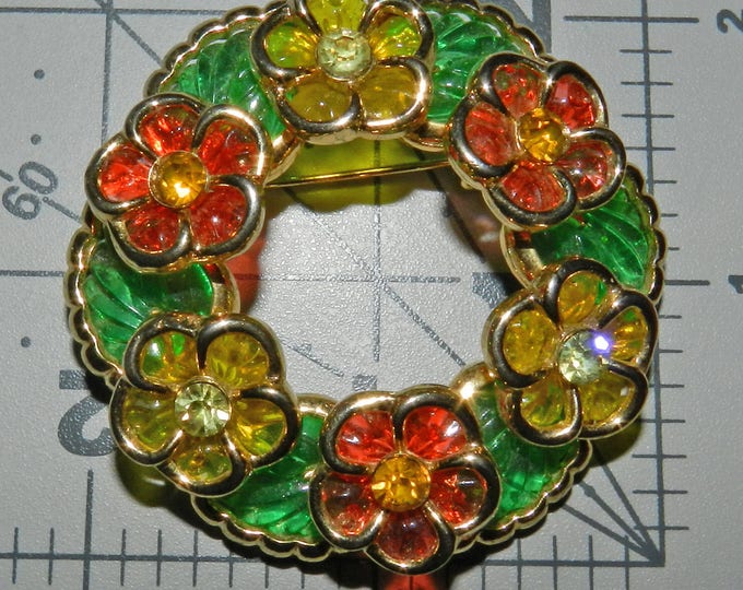 Vintage CORO Vintage Glass Floral Brooch Pin, Designer Spring Jewelry Jewellery, 1950s Mid century, Book Piece, RARE Collectible 1950s pin