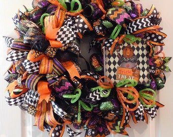 Halloween Wreath, Halloween Mesh Wreath, Halloween Decor Wreath, Halloween Wreaths for Front Door, Halloween Wreaths for Door