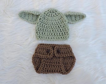 Newborn Baby Yoda Inspired Costume Crochet Yoda Photo Prop Outfit